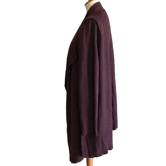 Akris Cashmere Silk Knit Waterfall Front Eggplant Purple Cardgian Sweater 16 - Picture 9 of 13